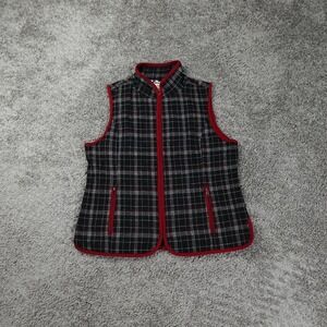 King Ranch Vest Womens Extra Large Wool Plaid Cow Spot Western Cowgirl Full Zip